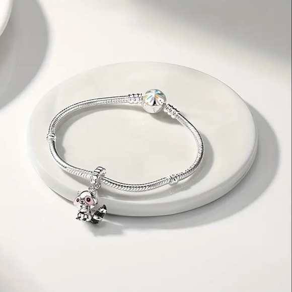 Sterling Silver and Pink Raccoon Charm Pendant - Picture 4 of 11